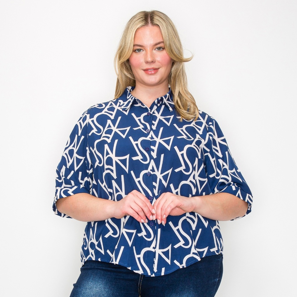 B-10003-5，Print top，Plus Size ，Curve Size，Brand new